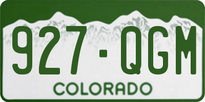 CO license plate 927QGM