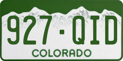 CO license plate 927QID