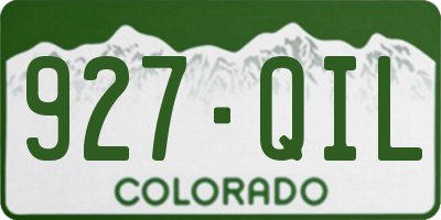 CO license plate 927QIL
