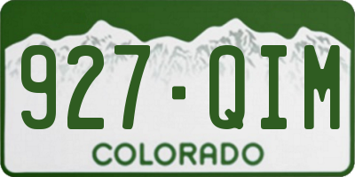 CO license plate 927QIM