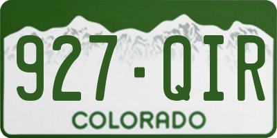 CO license plate 927QIR