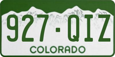 CO license plate 927QIZ