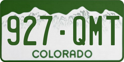 CO license plate 927QMT