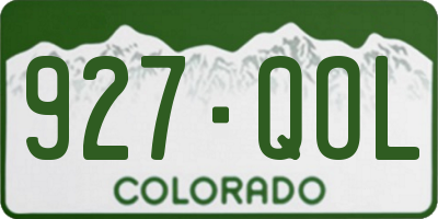 CO license plate 927QOL