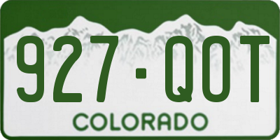 CO license plate 927QOT