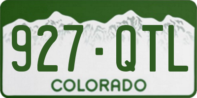 CO license plate 927QTL