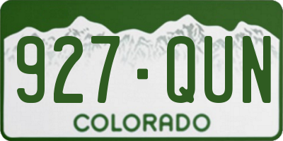 CO license plate 927QUN