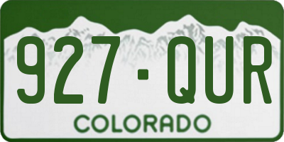 CO license plate 927QUR