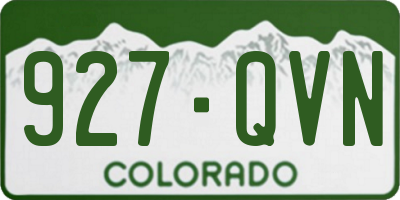 CO license plate 927QVN