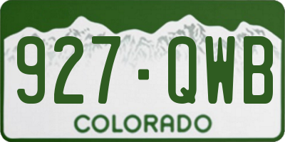 CO license plate 927QWB