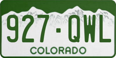 CO license plate 927QWL