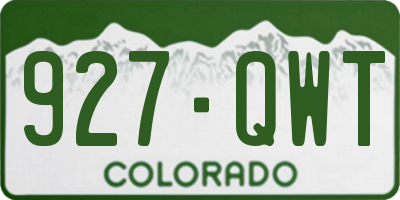 CO license plate 927QWT