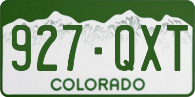CO license plate 927QXT