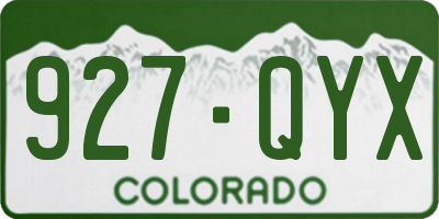 CO license plate 927QYX