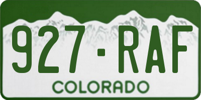 CO license plate 927RAF