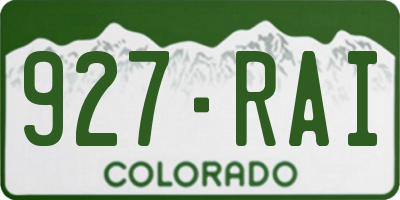 CO license plate 927RAI