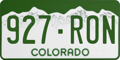CO license plate 927RON