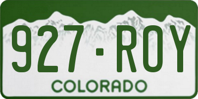 CO license plate 927ROY