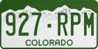 CO license plate 927RPM