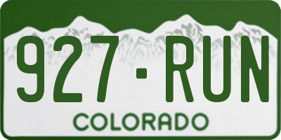 CO license plate 927RUN