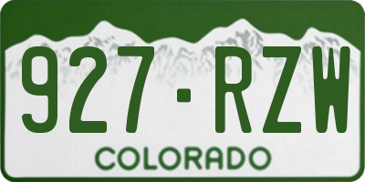 CO license plate 927RZW