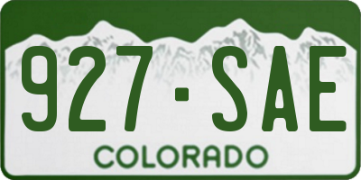 CO license plate 927SAE