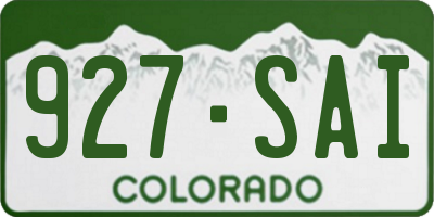 CO license plate 927SAI