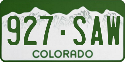 CO license plate 927SAW
