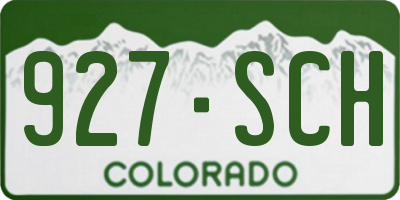 CO license plate 927SCH