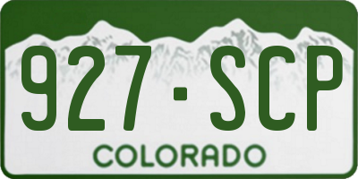 CO license plate 927SCP