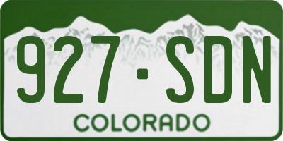 CO license plate 927SDN
