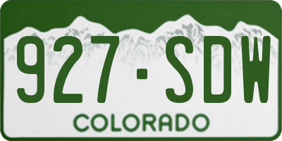 CO license plate 927SDW