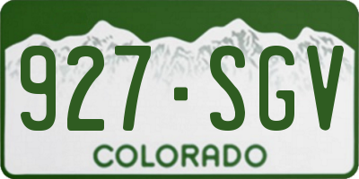 CO license plate 927SGV