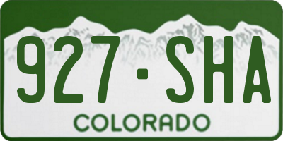 CO license plate 927SHA
