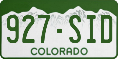 CO license plate 927SID