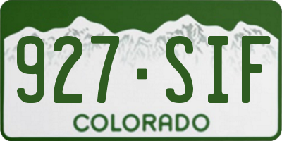 CO license plate 927SIF