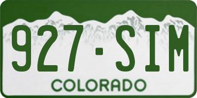CO license plate 927SIM