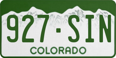 CO license plate 927SIN