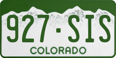 CO license plate 927SIS