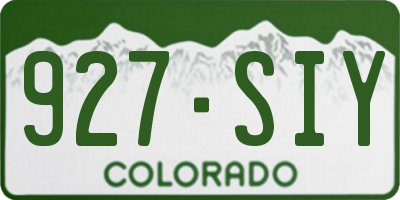 CO license plate 927SIY