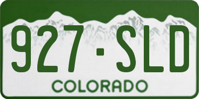 CO license plate 927SLD