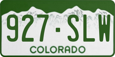 CO license plate 927SLW