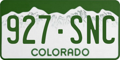 CO license plate 927SNC