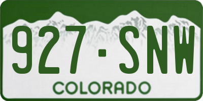 CO license plate 927SNW