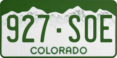 CO license plate 927SOE
