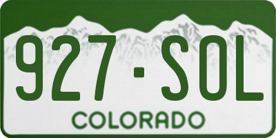 CO license plate 927SOL