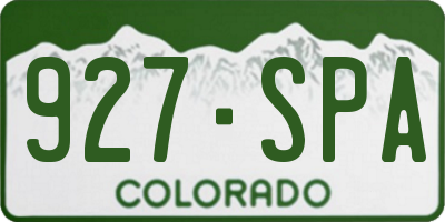 CO license plate 927SPA