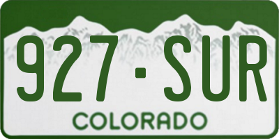 CO license plate 927SUR