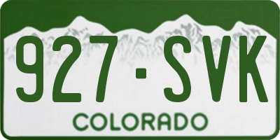 CO license plate 927SVK