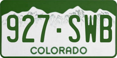 CO license plate 927SWB